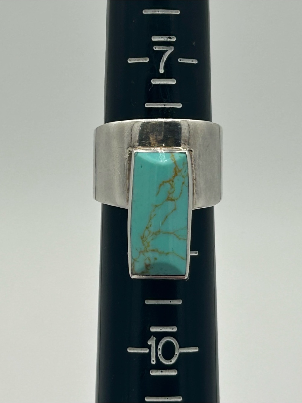 Sterling Silver Turquoise Rectangle Statement Ring - Picture 8 of 12